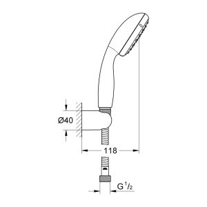 Grohe New Tempesta Τηλέφωνο Ντουζ με Σπιράλ