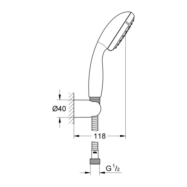 Grohe New Tempesta Τηλέφωνο Ντουζ με Σπιράλ