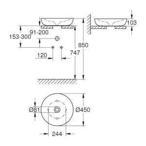 Grohe Essence Επικαθήμενος Νιπτήρας Κεραμικός 45x45cm Λευκός