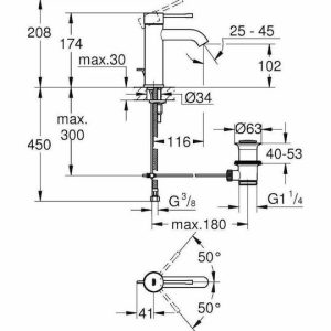 Grohe Essence New Cosmopolitan Αναμεικτική Μπαταρία Νιπτήρα Ασημί 23589001