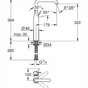 Grohe Essence Αναμεικτική Μπαταρία Νιπτήρα Ψηλή Ασημί 32901001