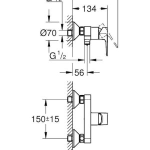 Grohe Bauloop 23633001 Μπαταρία Μπανιέρας Ασημί