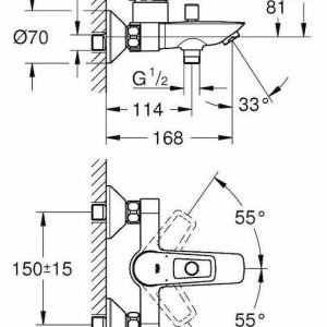 Grohe Bauloop 23602001 Αναμεικτική Μπαταρία Μπανιέρας Ασημί